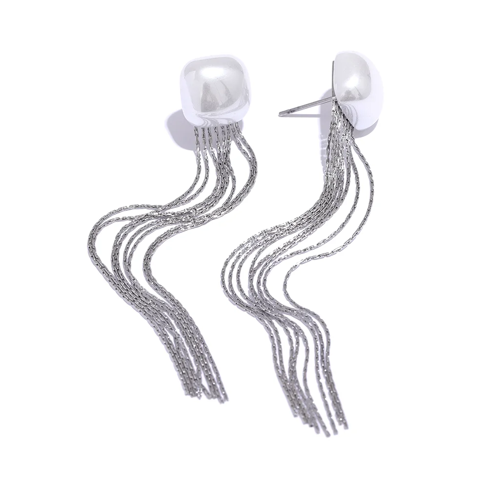 Brinco Longo Pérola Quadrada