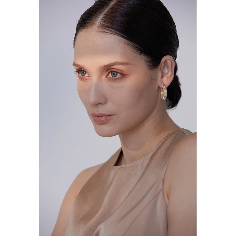 Brinco Argola Pérolas Encrustadas