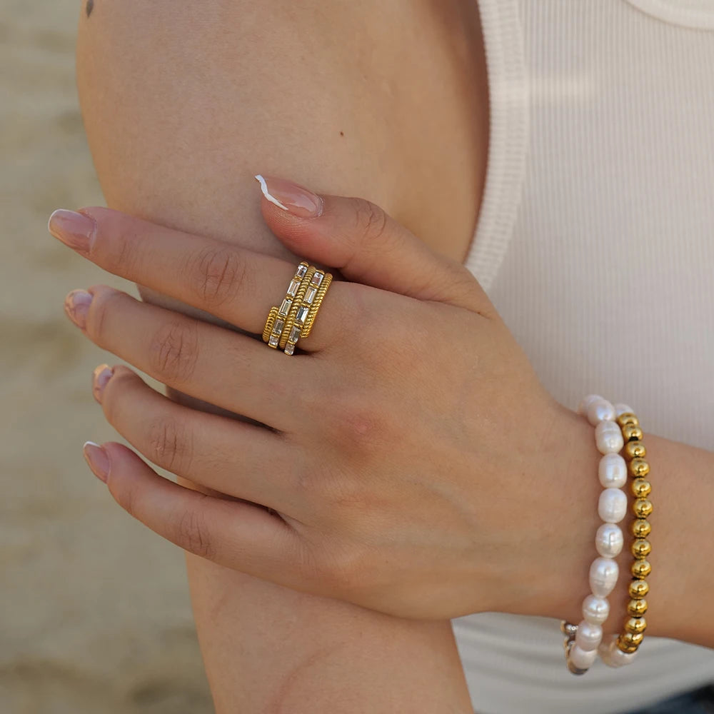 Anel Trançado com Zircônia