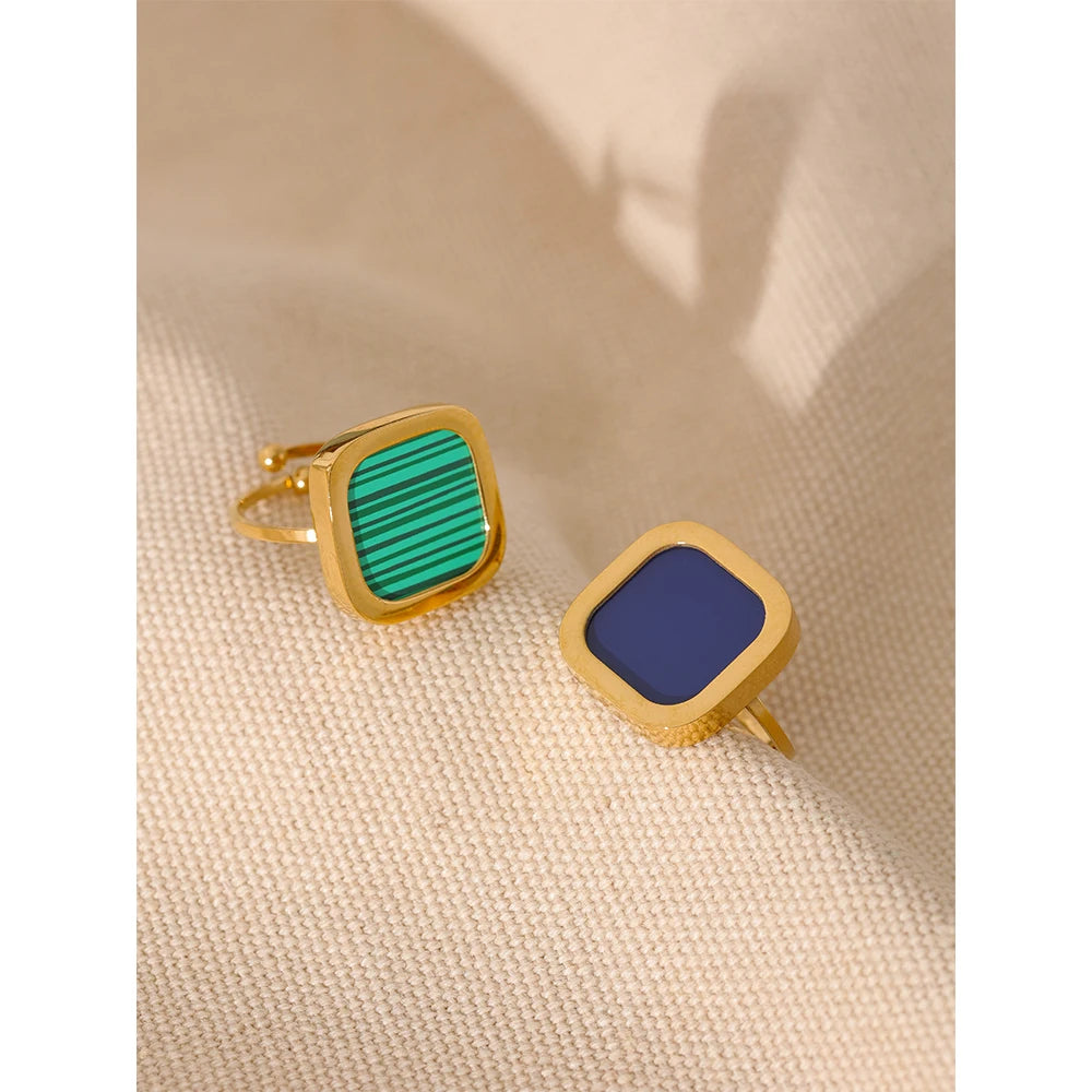 Anel Regulável Quadrado com Pedra