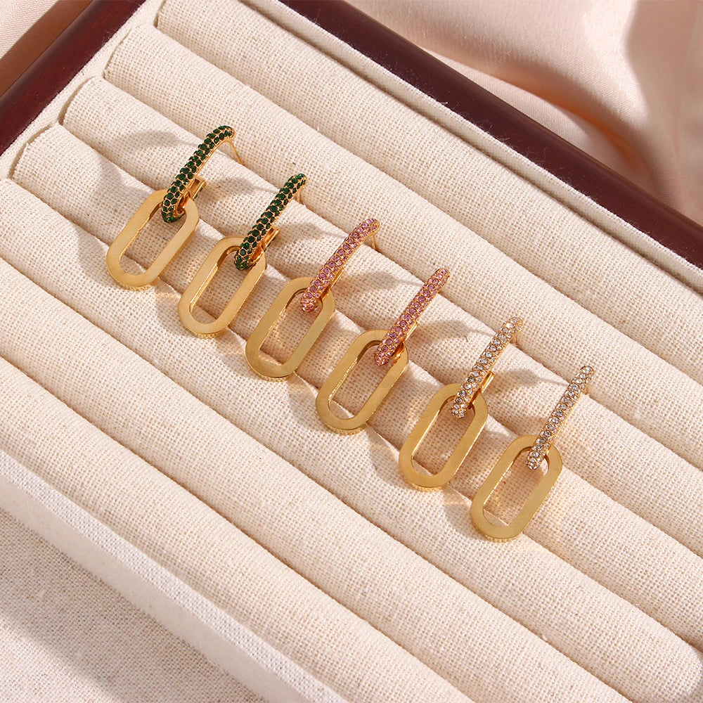 Brinco Estilo Clipe com Zircônia