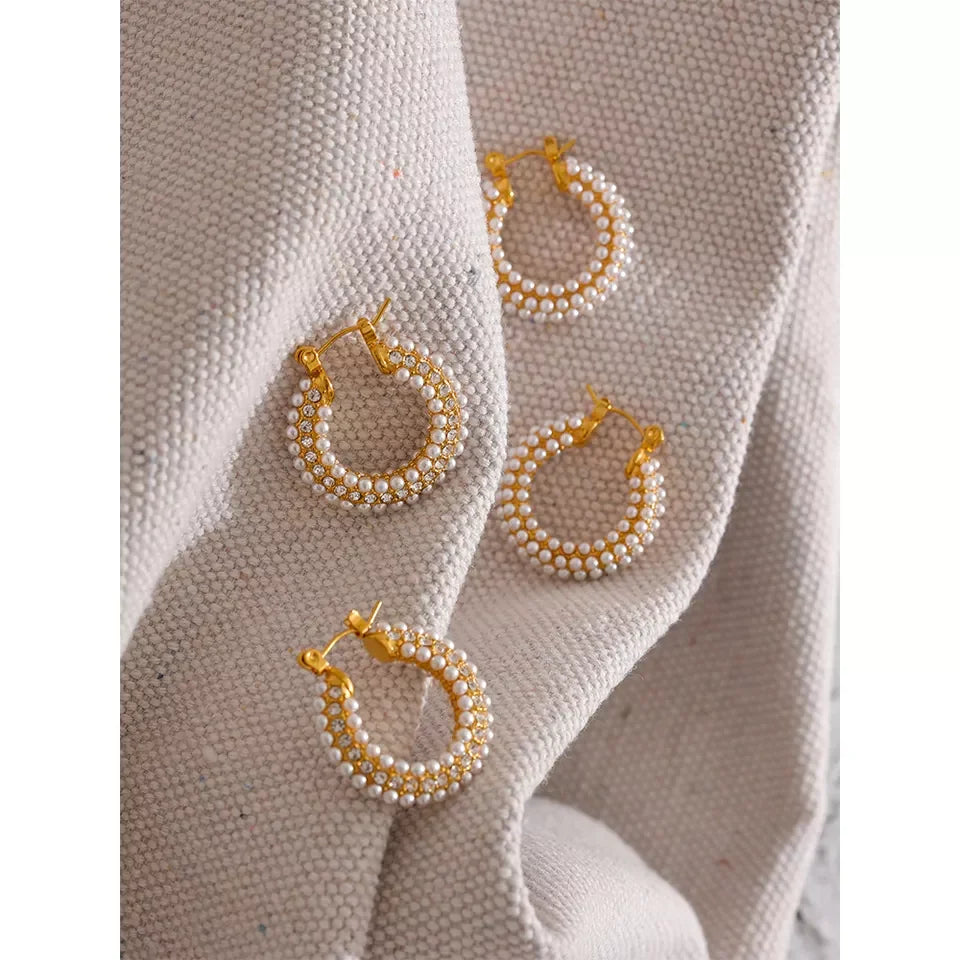 Brinco Argola Pérolas Encrustadas