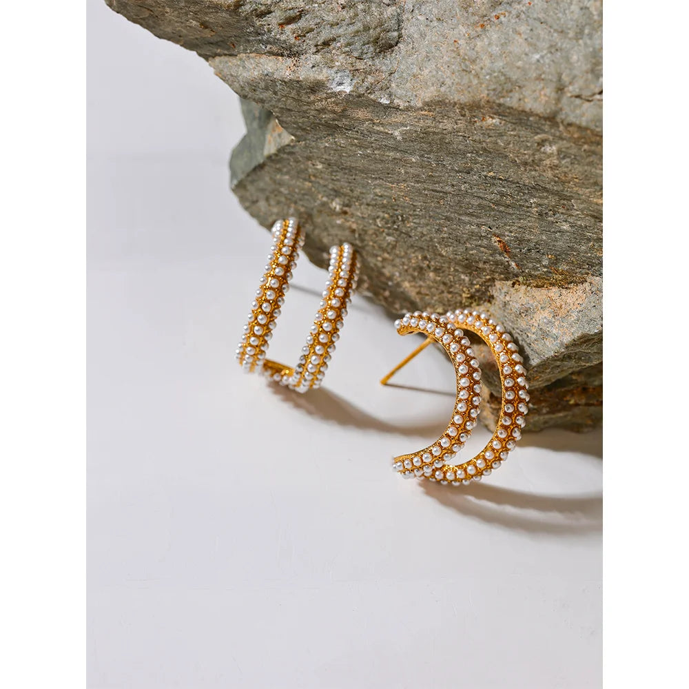 Brinco Argola Dupla com Pérolas