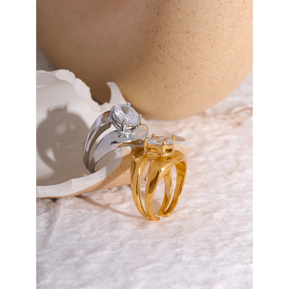 Anel Duplo com Zircônia Central