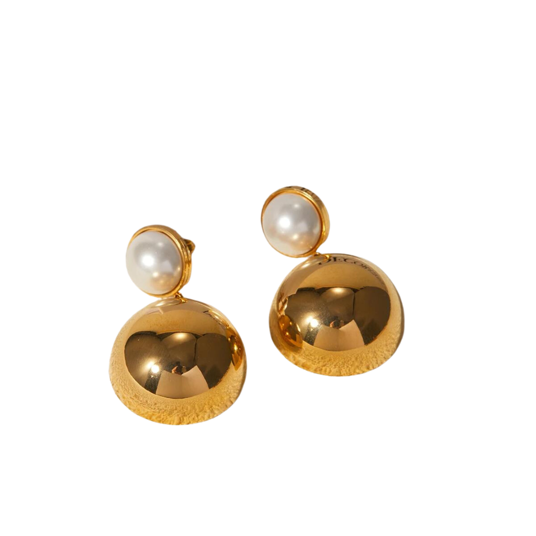 Brinco Círculo Dourado com Pérola