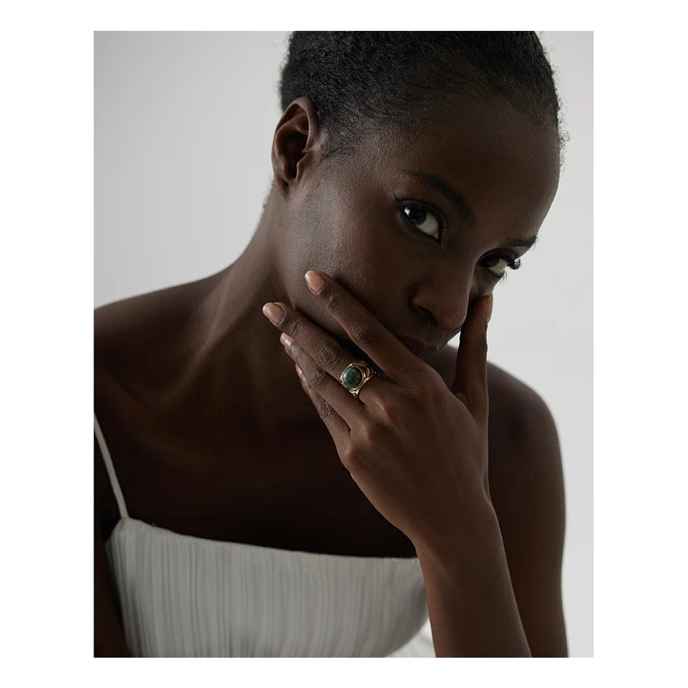 Anel Regulável Verde Turquesa