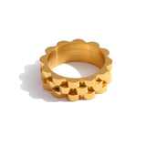 Anel Dourado Estilo Engrenagem