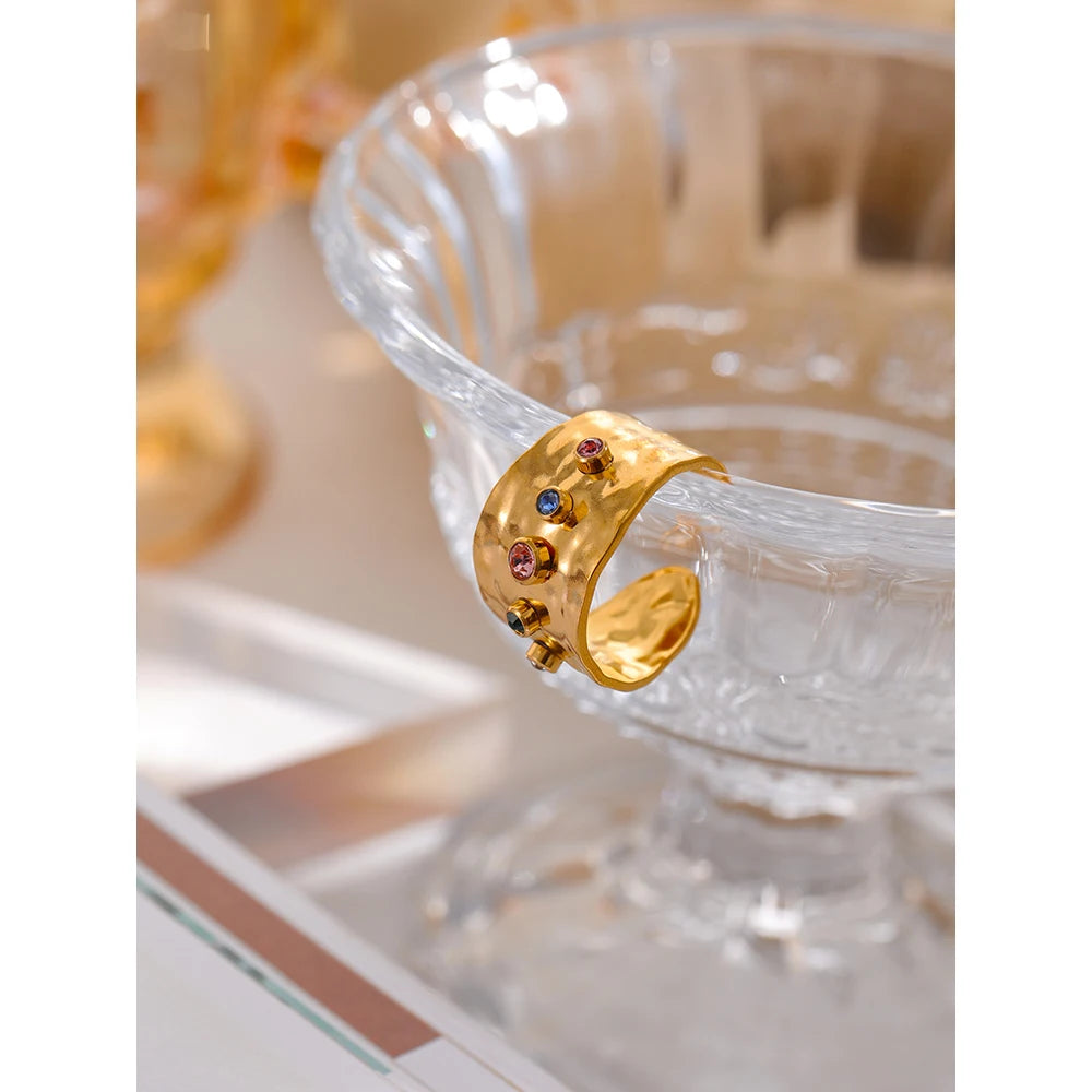 Anel Aberto Arco-íris Cúbico