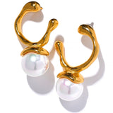 Brinco de Argola Irregular com Pérola