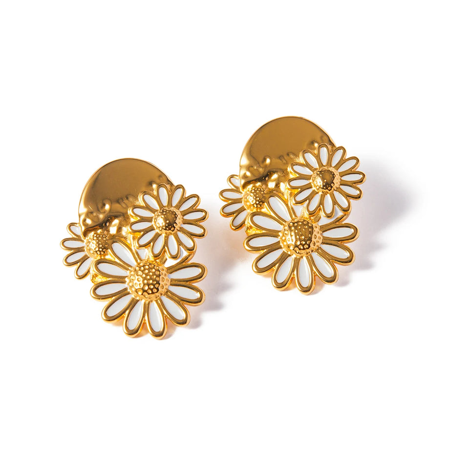 Brinco Dourado com Flores