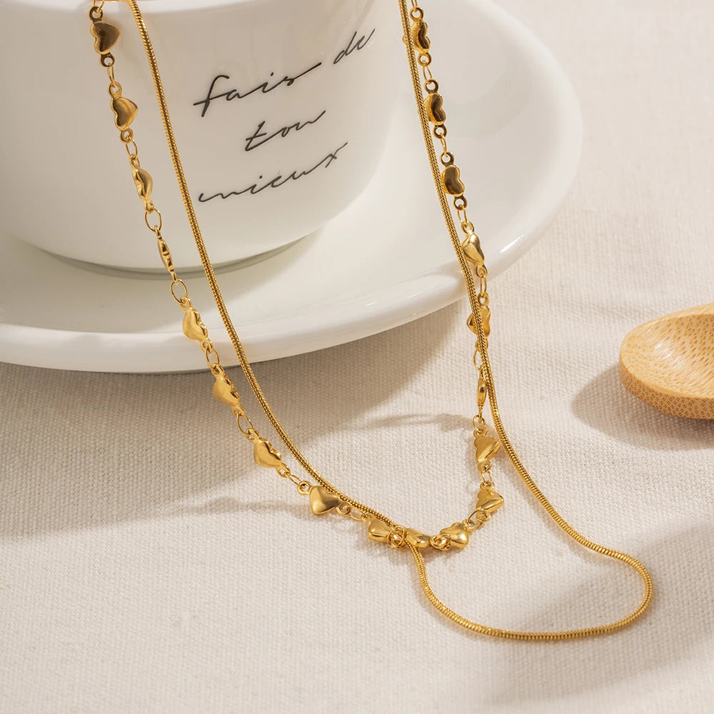 Colar Dupla Camada de Coração