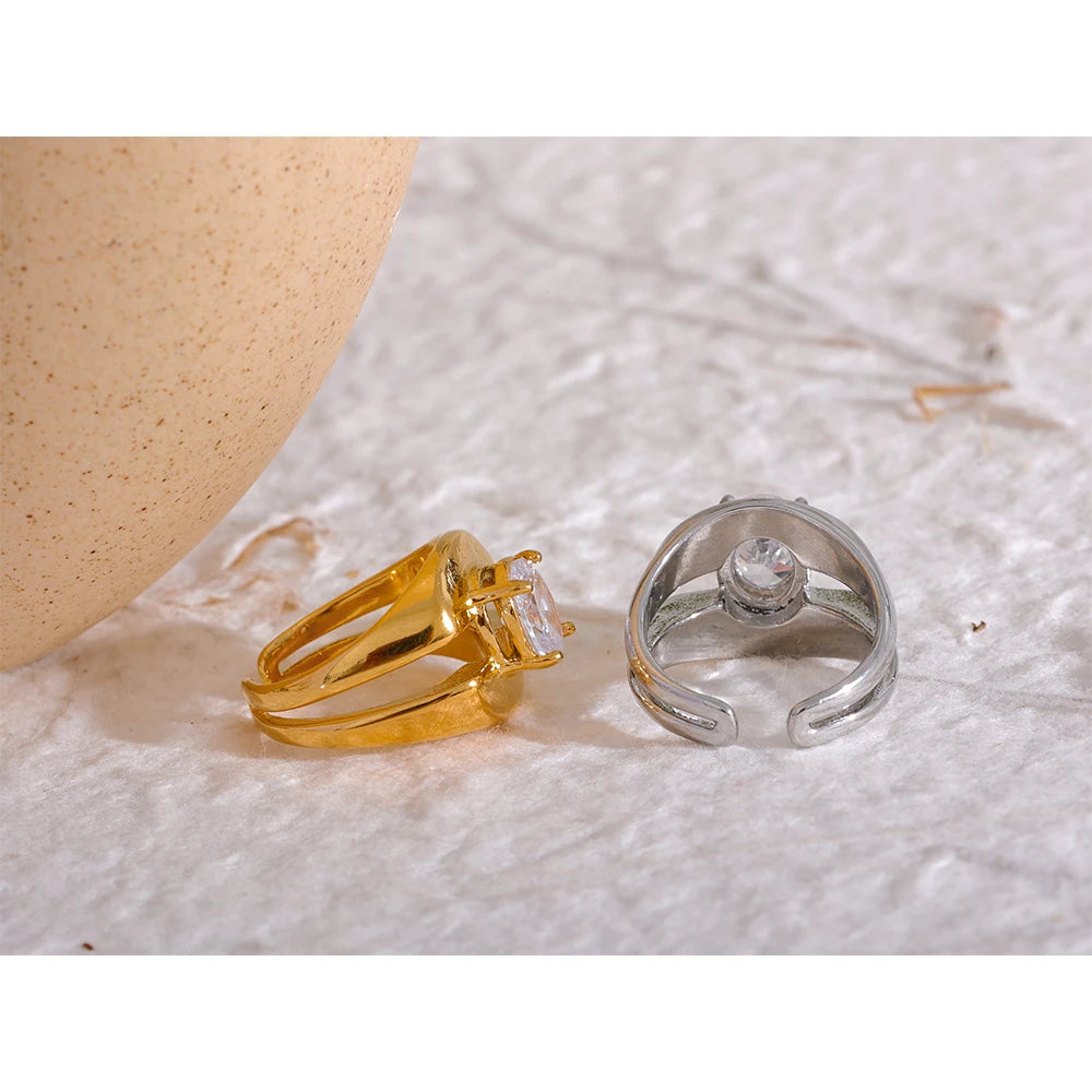 Anel Duplo com Zircônia Central