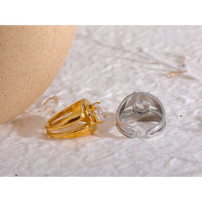 Anel Duplo com Zircônia Central