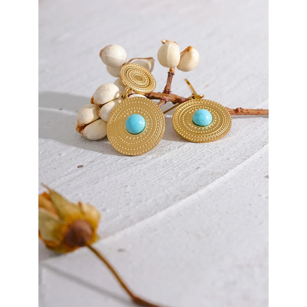 Brinco de Argola com Detalhe Turquesa
