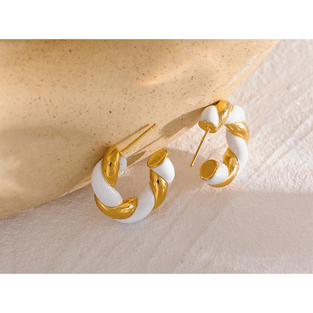 Brinco Argola Dourado e Branco