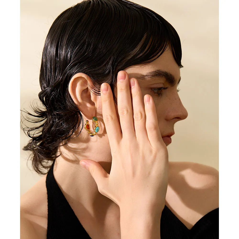 Brinco de Argola em Pedra Natural