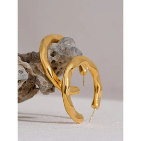 Brinco de Argola Textura Metálica