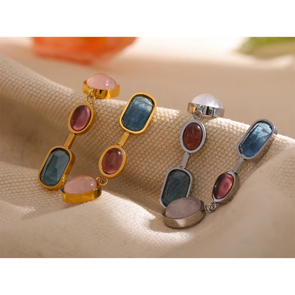 Brinco Alongado Pedra Natural