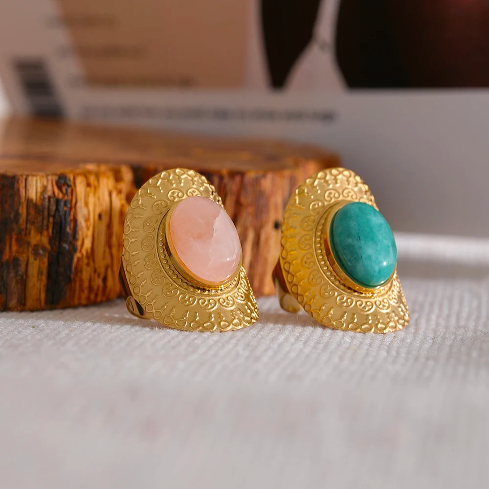 Anel Vintage Com Pedra Natural