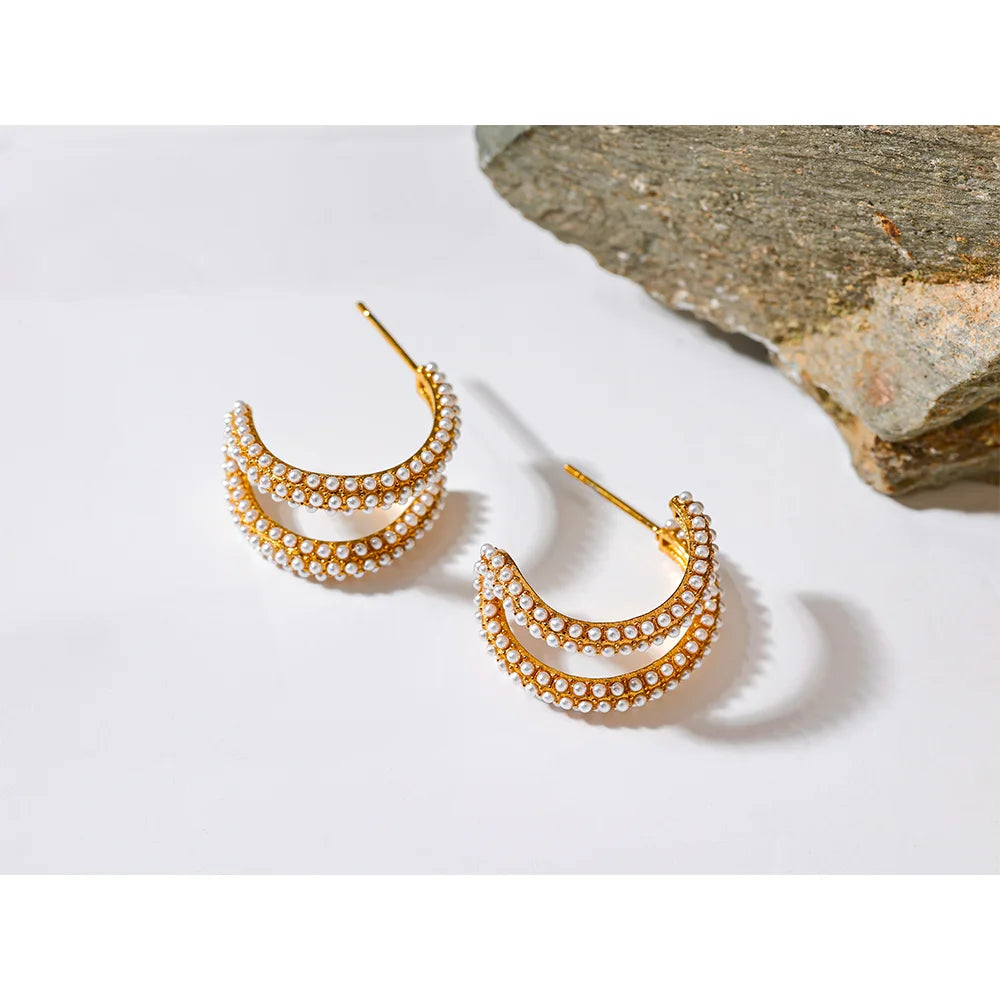 Brinco Argola Dupla com Pérolas