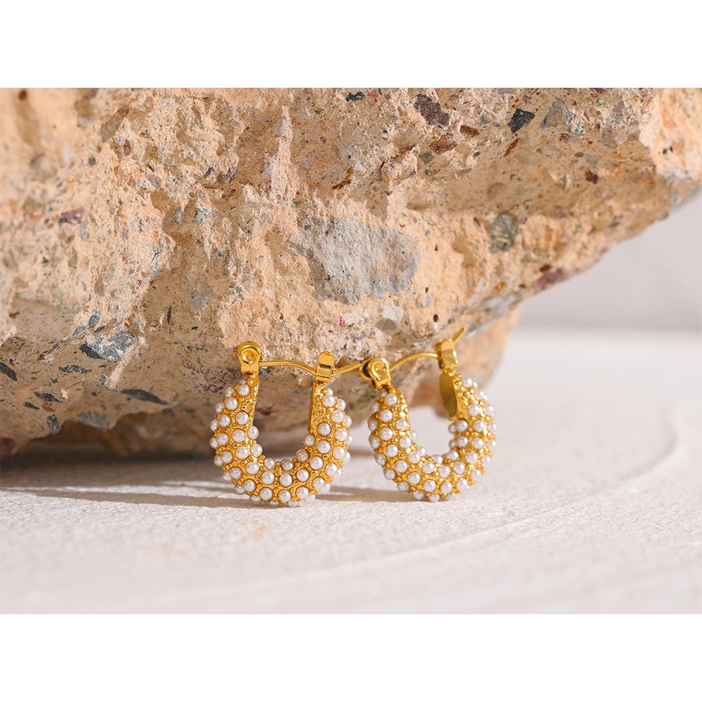 Brinco Argola Cravejado de Pérolas