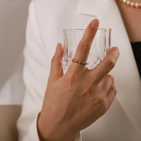 Anel Estilo Gomos com Zircônia