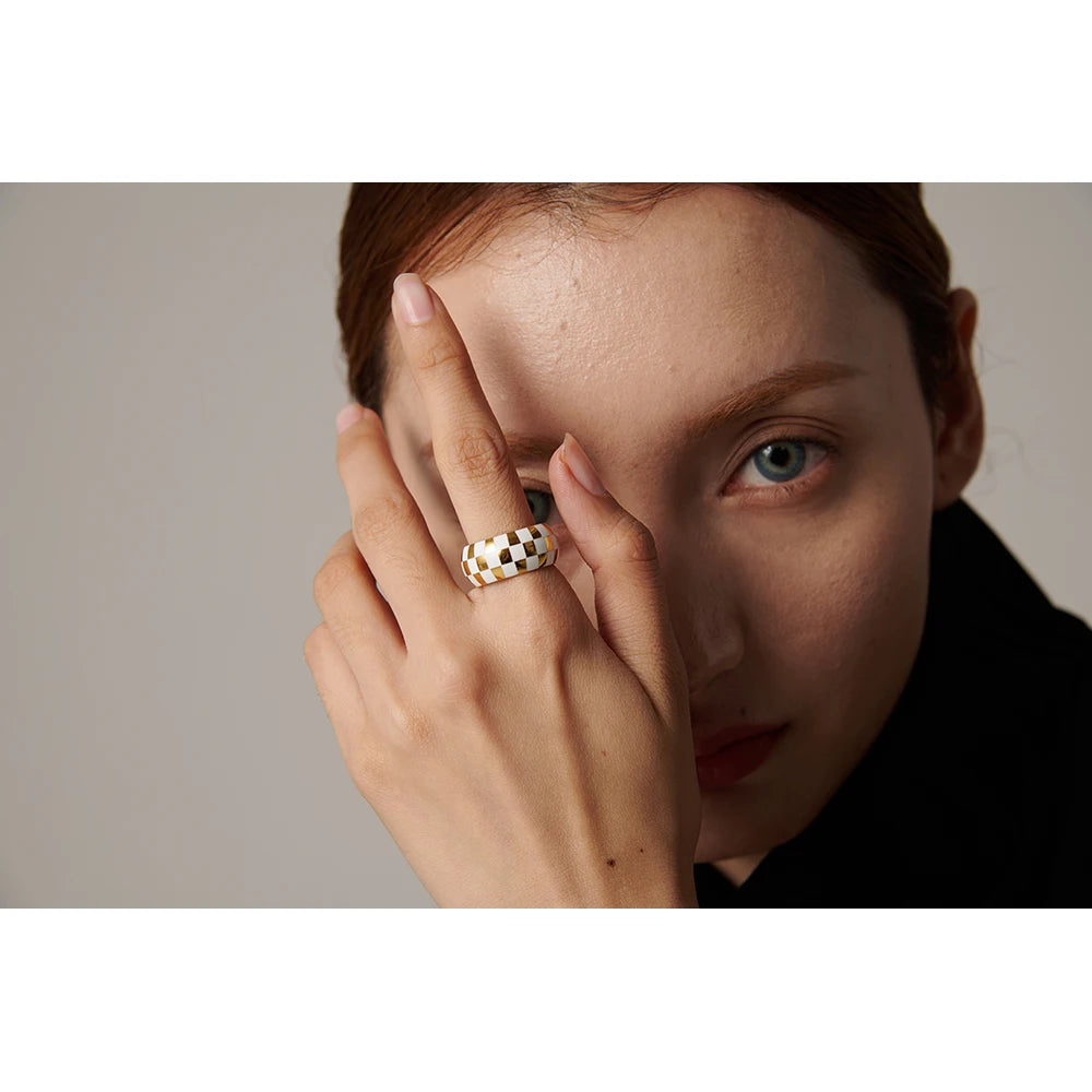 Anel Estilo Xadrez