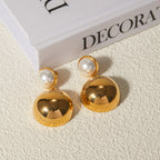 Brinco Círculo Dourado com Pérola